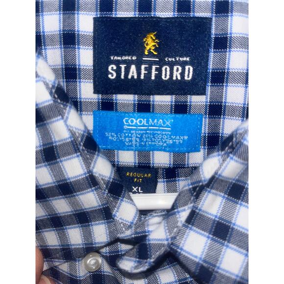 Stafford Men's XL Regular Fit Coolmax Checked Oxford Shirt - Picture 2 of 4